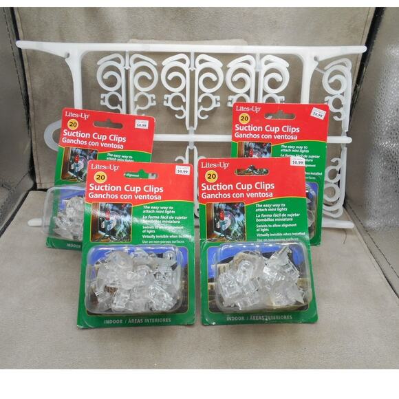 Christmas Light Hangers Suction Cups & Gutter Hanger Light Clips Lot - Picture 1 of 5